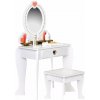 ECOTOYS W08H102B Veľký drevený toaletný stolík pre deti so zrkadlom a stoličkou