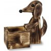 Wooline Drevený obal na kvetináč motív psík, opálené drevo 30 x 33 x 15,5 cm