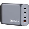 Cestovní adaptér GNC-240, GaN zástrčka, 3x USB-C PD 140W/100W/65W, 1xUSB-A QC 3.0, Verbatim