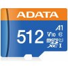 A-DATA ADATA MicroSDXC karta 512GB Premier UHS-I C10 V10 (R:100/W:25 MB/s) + SD adaptér AUSDX512GUICL10A1-RA1