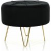 Zamatová taburetka ALIA M - čierna zlaté nohy