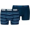 Pánske boxerky Puma, MEN EVERYDAY HERITAGE STRIPE BOXER 2P tmavo modrá,Modrá,Biela M