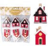 Dekorácia drevo 6 ks 40x50mm domčeky na kolíčku mix červená biela