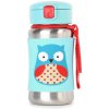 SKIP HOP Zoo detská nerezová fľaša na vodu so slamkou - Sovička 12m+, 350 ml