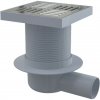 AlcaPlast APV5411 - Podlahová vpusť 150×150/50 mm bočná, mriežka nerez, vodná zápachová uzávera