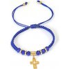Pletený náramek s křížkem tmavo modrý
