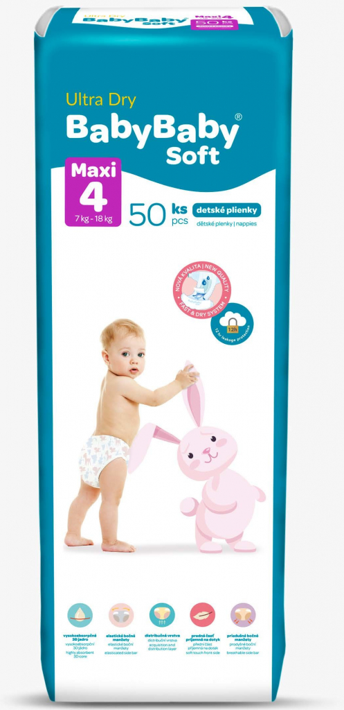 Baby Baby Soft 4 Maxi 7-18 kg Ultra dry 50 ks od 11,09 € - Heureka.sk