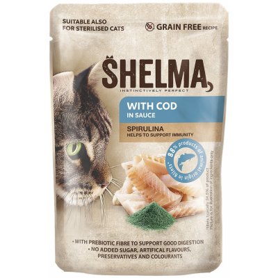 SHELMA Cat treska se spirulinou v omáčce 85 g