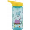 STOR Plastová hranatá fľaša s výsuvnou slamkou Peppa Pig 510 ml