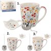 Hrnček porcelán so sitkom s dekorom kvietkov 350 ml 45973