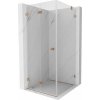 Mexen Lunar-F, skladací sprchový kút ľavý 90 x 90 cm, 8mm číre sklo, profil medená matná, 836-090-090-65-00-L