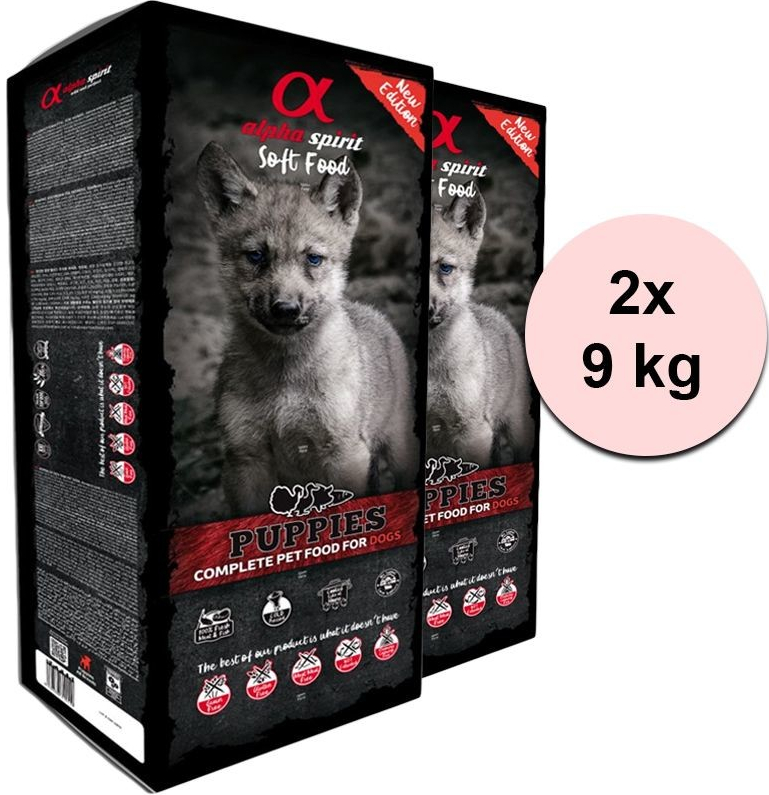 Alpha Spirit Semi-Moist Complete Puppies 2 x 9 kg