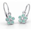 Cutie Jewellery Detské kvietkové náušnice z bieleho zlata C2744-10-X-2 svetlo zelená