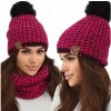 Fashionweek Dámsky zimný set čiapka a nákrčník s brmbolcom S2476 Farba: fuchsia, Veľkosť: Universal