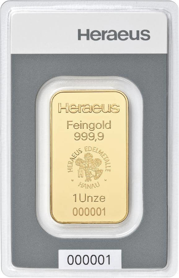 Heraeus zlatá tehlička 1 oz