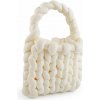 Kabelka z velvetovej priadze hand made 25x22 cm - krémová najsvet.