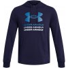 Pánska športová mikina cez hlavu Under Armour RIVAL TERRY GRAPHIC HOOD modrá 1386047-410 - S