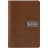 SECURIT Jedálny lístok A5, lepená koža, kovový štítok, dezén Ruga, hnedá MC-LRA5-RUBR