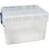 Manutan Plastový úložný box s vekom na klipsu, priehľadný, 3 l