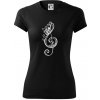 Husľový kľúč kvety - Dámske Fantasy športové (dresovina) - L ( Čierna )