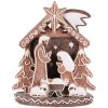 Vianočná dekorácia perníkový Betlehem, polyresin, LED, hnedá