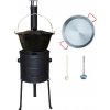 Perfect Cauldron Kotlík na guláš smalt 13 l 1,2 mm, Paella panvica oceľ 38 cm, kovová kotlina s vysokými nožičkami natretá žiaruvzdornou farbou 36 cm Plus 700, Perfect Home pokrievka smalt 40 cm BARA,