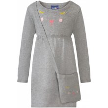 Lupilu dievčenské pletené šaty, s pletenou taškou cez plece šedá
