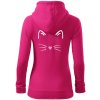 Mačka - srdce namiesto nosa - Mikina dámska trendy zipper s kapucňou - L ( Purpurová )