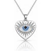 Oceľový náhrdelník Nazar Oko proroka Srdce s kryštálmi Strieborný
