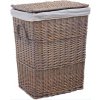 Kôš na prádlo z ratanu s koženými rúčkami a bavlenou výstelkou 40x30xH55cm 47240