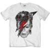 David Bowie Tričko Halftone Flash Face Unisex White S