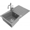 MEXEN/S MEXEN/S - Cesar granitový drez 1-miska s odkvapkávačom vrátane batérie Carla, šedá 6514-71-670700-71