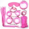 Súprava na bondage (rosa) - 7-dielny ružový BDSM kit s kožušinou