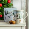 Porcelánový vianočný hrnček s čajovým infúzerom a vekom EASY LIFE CHALET 350 ml