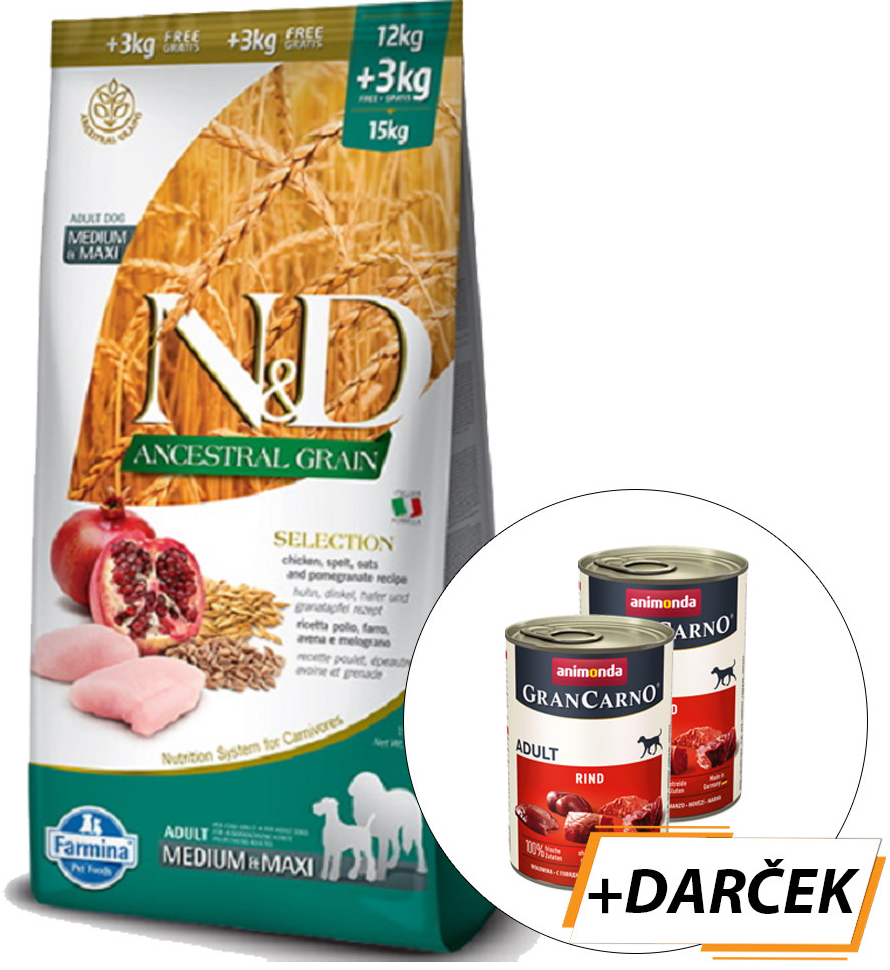 N&D LG Dog Adult Medium & Maxi Lamb Spelt Oats & Blueberry 12 kg