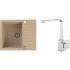 Alveus SETA 22020 Beige 55/CHR SETA22020 - Drez Granitový Cadit 10- 590x500mm, vanička 325x425x198mm+ bateria RENO, Beige 55/Chróm