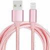 AppleKing opletený dátový a nabíjací kábel USB-A 2.0 / Lightning pre iPhone / iPad / iPod / AirPods - 3 m - ružový - možnosť vrátiť tovar ZADARMO do 30tich dní