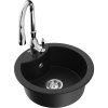 Mexen Diego, 1-komorový granitový drez 488x488x167 mm a drezová batéria Savita, čierna, 6512-77-672601-00
