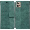 Peňaženkové kožené puzdro GEOMETRIC na Motorola Moto G32 - Zelená