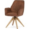 Židle jídelní HC-539 BR3 hnědá vintage látka, dubové nohy, otočný mechanismus