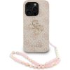 Guess PU 4G Metal Logo Strap Zadný Kryt pre iPhone 15 Pre Max Pink
