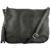 TALIANSKE Veľká čierna kožená športová crossbody kabelka Vera Pelle Talianska Angela