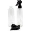 Plastová fľaša, priehľadná, čierny pákový rozprašovač, 200 ml