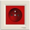 Zásuvka 2P+T/16A/250V prep.ochr. (SS) krémová/cervená Asfora (Schneider)