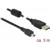 Delock USB kábel USB 2.0 USB-A zástrčka, USB Mini-B zástrčka 2.00 m čierna s feritovým jadrom 84915; 84915