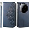 Peňaženkové kožené puzdro Cubic Grid na Xiaomi 15 Ultra - Modrá