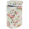 Clayre & Eef Zelená plechová dóza s vekom a kvetmi - 9*7*15 cm - Clayre & Eef