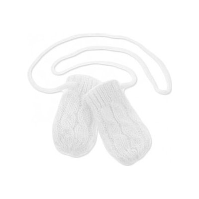 BABY NELLYS Zimné pletené rukavičky so vzorom biele