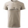 Jesus Saved My Life kríž ekg - Klasické pánske tričko vyššej gramáže - 4XL ( Ľadovo sivá )