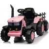 Mamido Mamido Detský elektrický traktor s vlečkou 12V 7Ah ružový